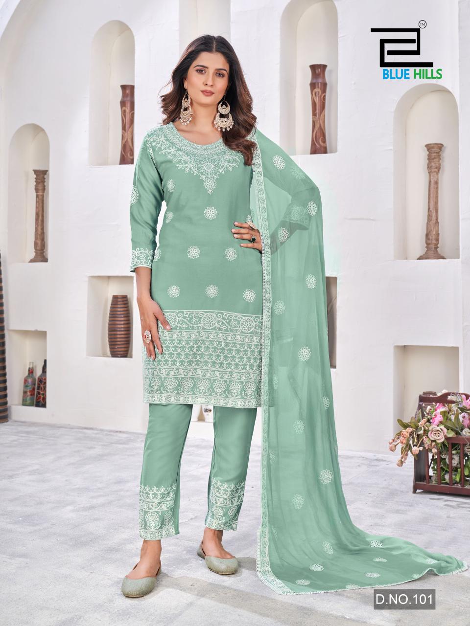 Heenaz By Blue Hills Designer Rayon Embroidery Kurti With Bottom Dupatta Wholesale Market
